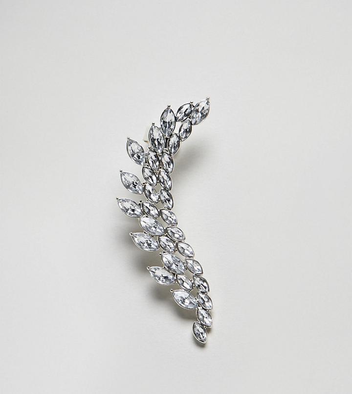 True Decadence Silver Rhinestone Ear Cuff Climber - Silver