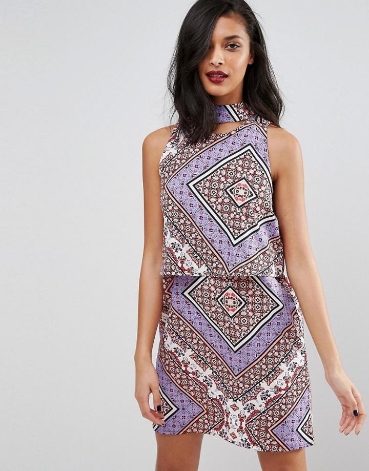 Influence Ditsy Patchwork Print Shift Dress - Multi