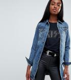 Liquor N Poker Tall Distressed Denim Jacket - Blue