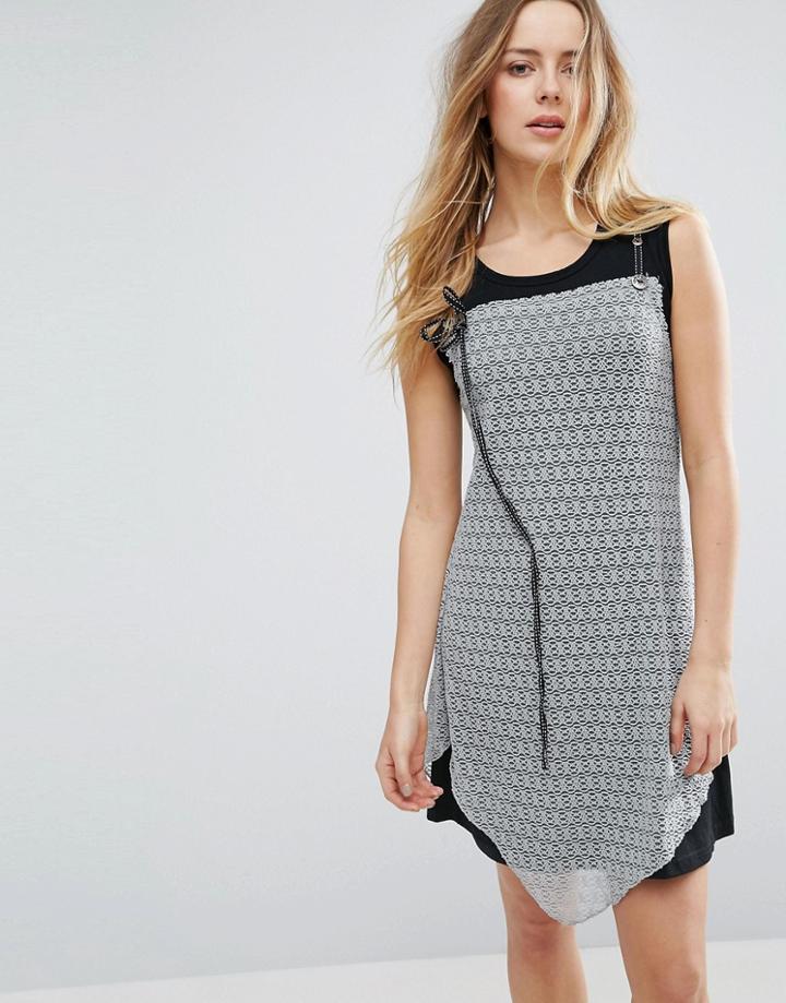Jasmine Dress With Lace Overlay - Black