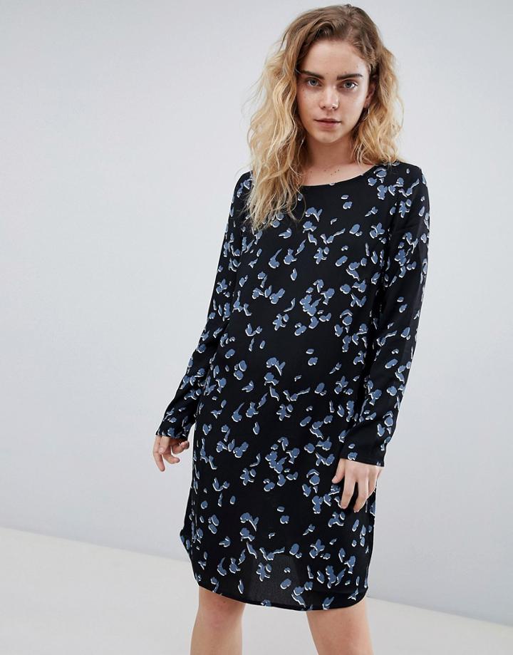 Pieces Ibea Floral Print Shift Dress - Black