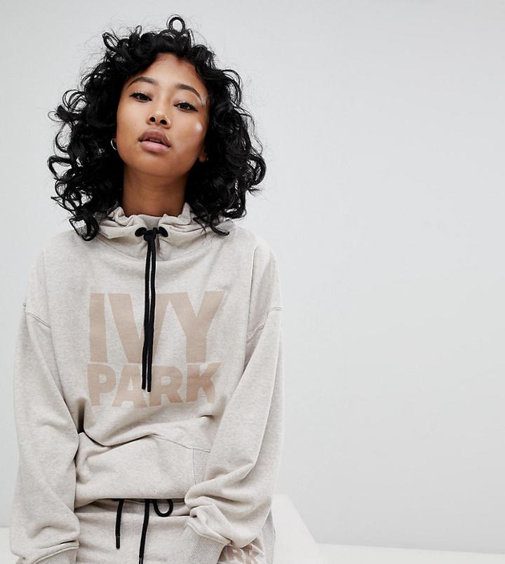 Ivy Park Logo Hoodie In Oatmeal - Beige