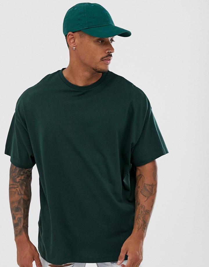 Asos Design Organic Oversized T-shirt With Crew Neck In Green