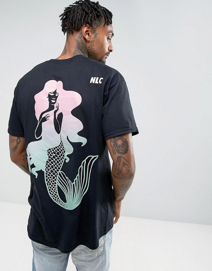 New Love Club Mermaid Back Print T-shirt - Black