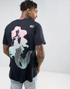 New Love Club Mermaid Back Print T-shirt - Black