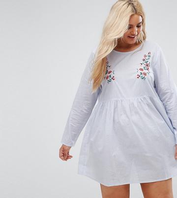 Influence Plus Embroidered Smock Dress - Multi