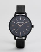 Asos Design Skinny Mesh Watch In Black With Rose Gold Highlights - Black