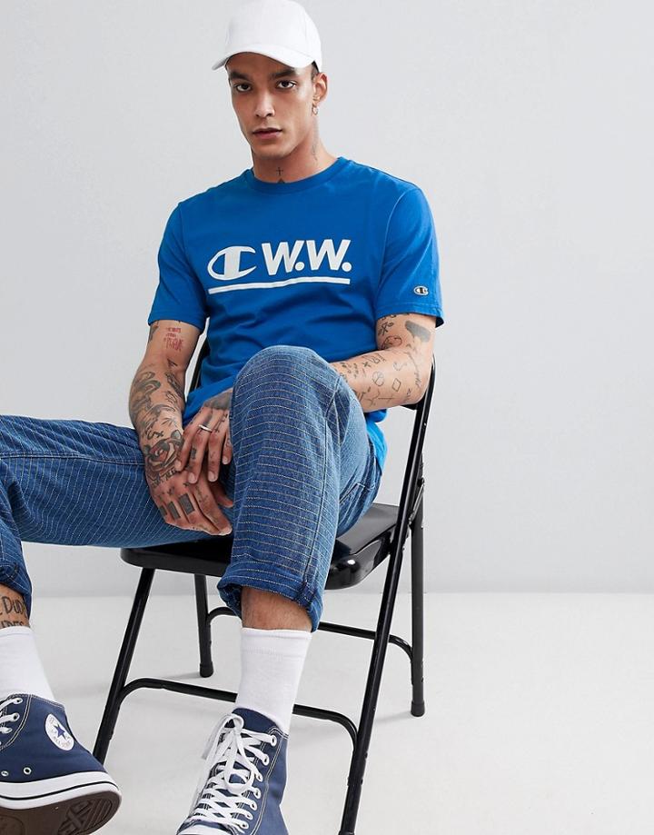 Champion X Wood Wood T-shirt In Blue - Blue