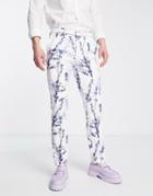 Twisted Tailor Lavadino Skinny Fit Smart Pants In White With Floral Print