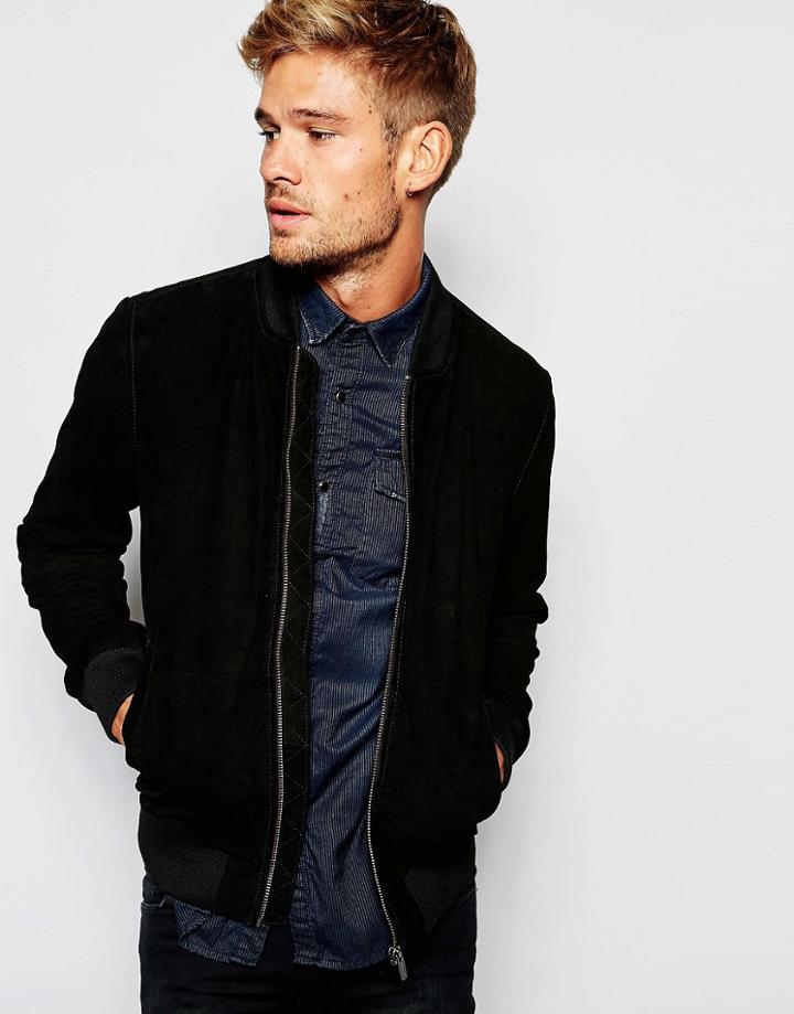 Pepe Suede Bomber Jacket Claus Slim Fit - Multi