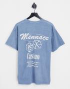 Mennace Oversized T-shirt In Blue With Casino Print