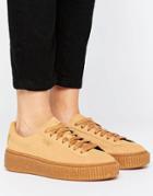 Puma Platform Sneakers In Biscuit Suede With Speckle Gum Sole - Beige