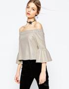 Asos Gold Metallic Structured Off Shoulder Top - Gold