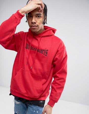 Wasted Paris Hoodie With Embroidered Logo - Red