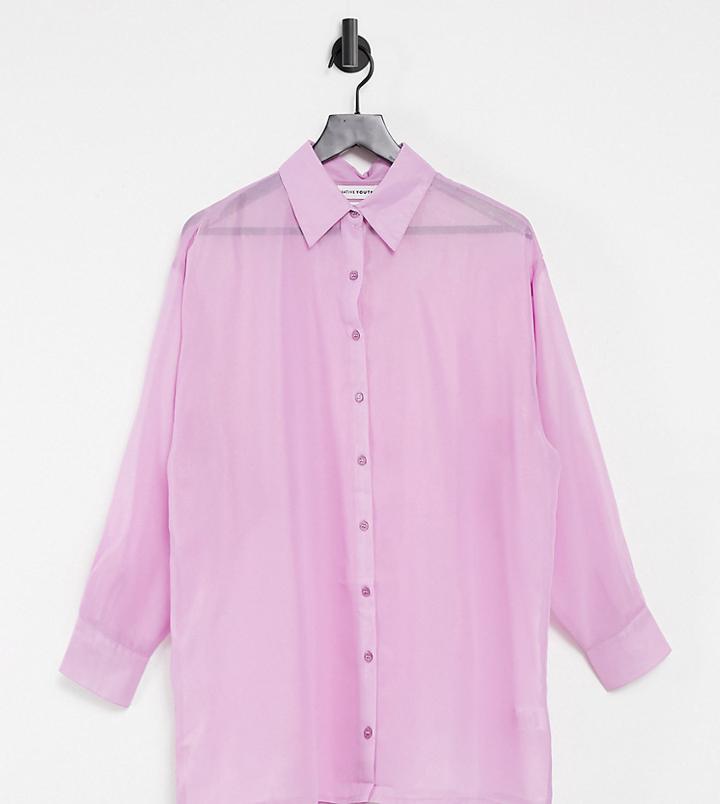 Native Youth Oversized Sheer Shirt-purple