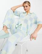 Asos Design Open Stitch Shirt In Checkerboard Pattern - Part Of A Set-multi