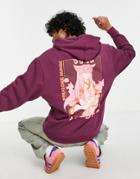 Asos Design Oversized Hoodie With Anime Back Print In Purple