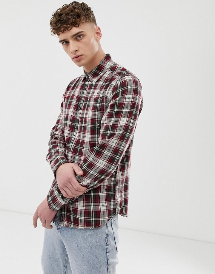 Criminal Damage Long Sleeve Shirt In Red Check - Red