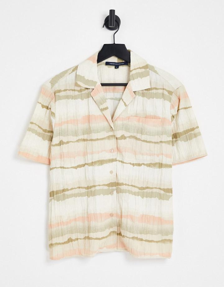French Connection Hope Crinkle Printed Shirt In Light Pink