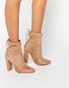 Truffle Collection Heeled Ankle Boot With Tie Back - Taupe Mf