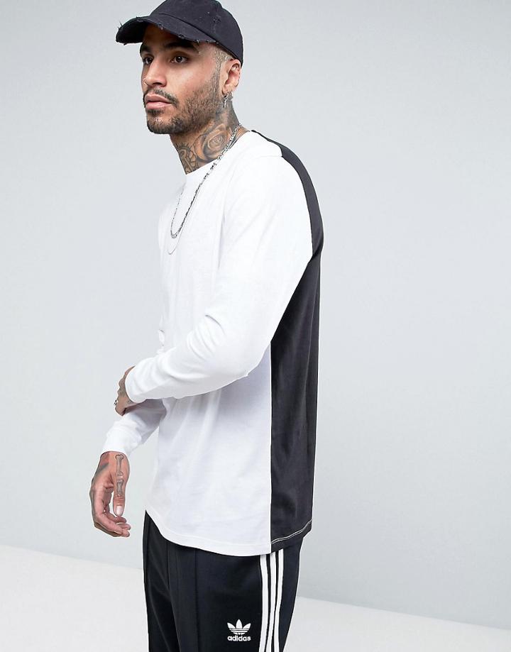 Asos Long Sleeve T-shirt With Contrast Back In White - White