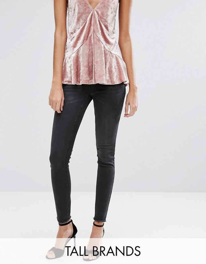 New Look Tall Raw Hem Skinny Jeans - Black