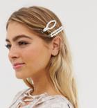 My Accessories London Exclusive Pearl Shape Hair Clip 2 Pack - Cream
