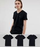 Diesel 3 Pack V-neck T-shirts In Black - Black