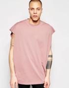 Asos Super Oversized Sleeveless T-shirt With Dropped Armhole In Washed Pink - Pink