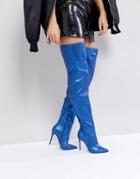 Kg By Kurt Geiger Vita Blue Leather Heeled Knee High Boots - Blue