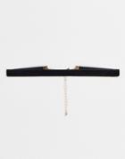 Asos Design Choker Necklace In Black Velvet-gold