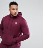 Good For Nothing Plus Hoodie In Burgundy With Chest Logo - Red