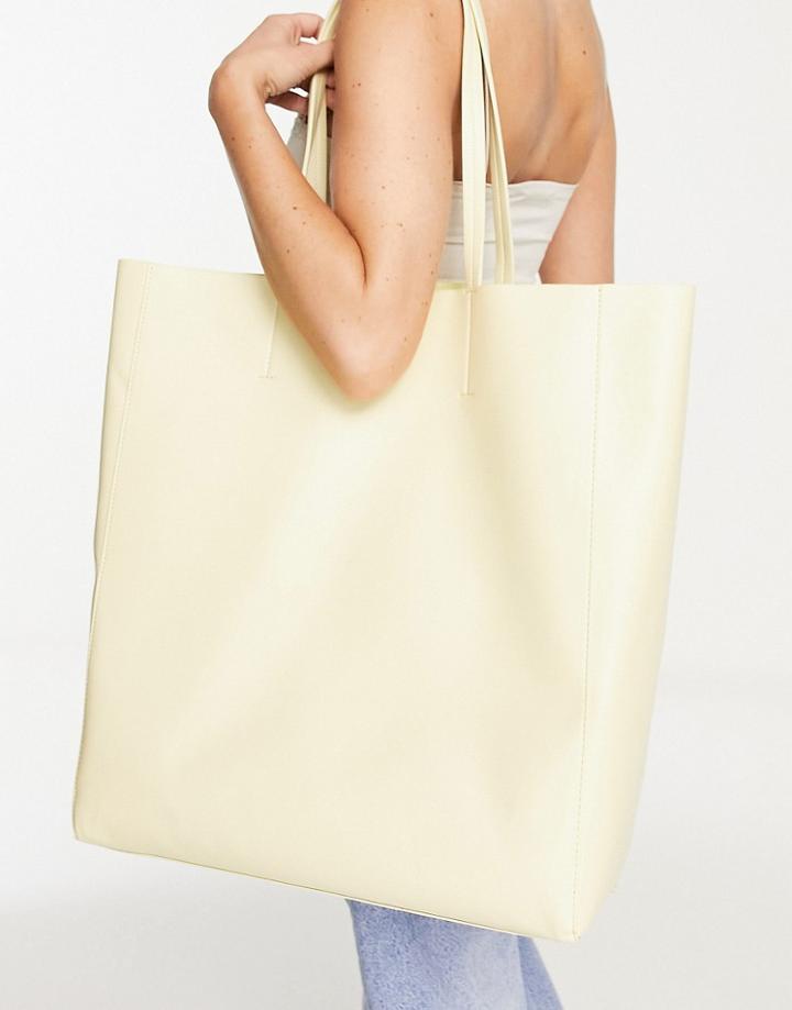 Topshop Oversized Tote In Lemon-yellow
