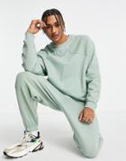 Asos Design Oversized Sweatshirt With Wavy Panels In Washed Green - Part Of A Set