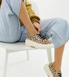 Superga 2287 Exclusive Leopard Faux Pony Wedge Sneakers-multi