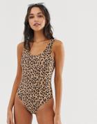 Vero Moda Scoop Back Swimsuit - Brown