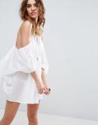 Asos Cold Shoulder Lace Front Beach Cover Up - White