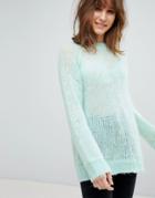 Asos Design Oversized Sweater In Fluffy Yarn - Green