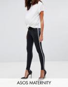 Asos Maternity Ridley Skinny Jeans In Black With Sporty Side Stripe - Black