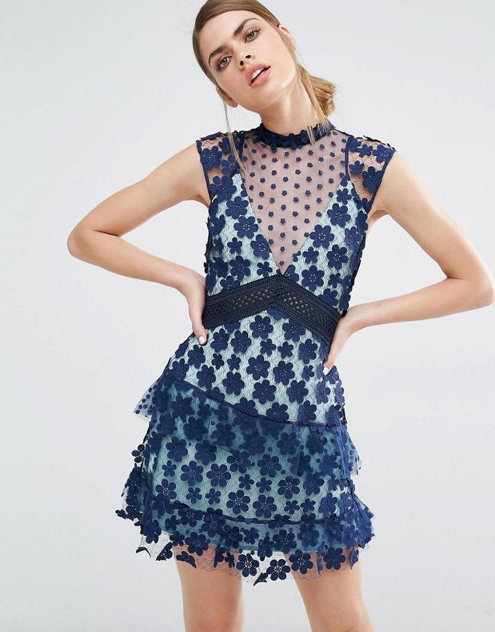Self Portrait 60s Overlay Mini Dress