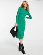 River Island Ribbed Column Midi Dress In Green
