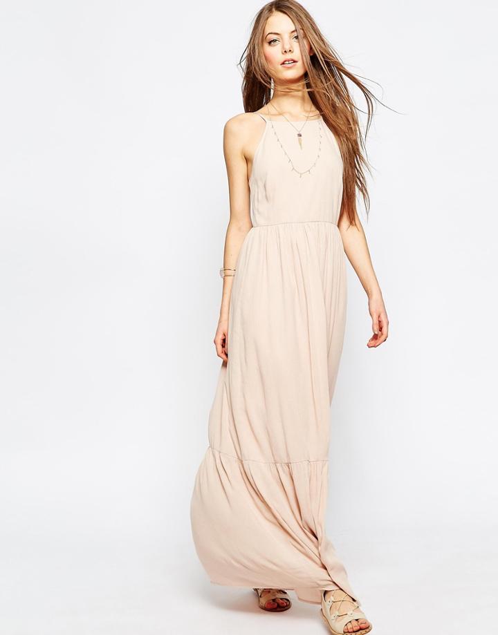 Asos Tiered Maxi Dress - Nude