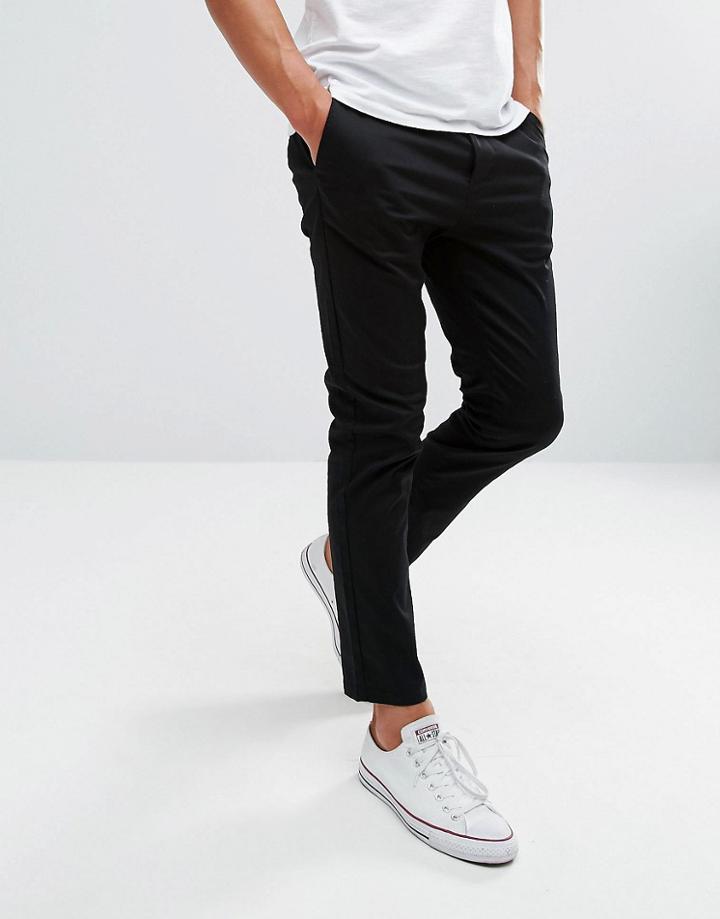 Asos Skinny Cropped Chinos In Black - Black