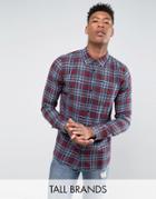 D-struct Tall Flannel Check Shirt - Red