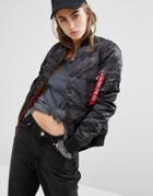 Alpha Industries Ma-1 Vf 59 Camo Padded Bomber Jacket - Black