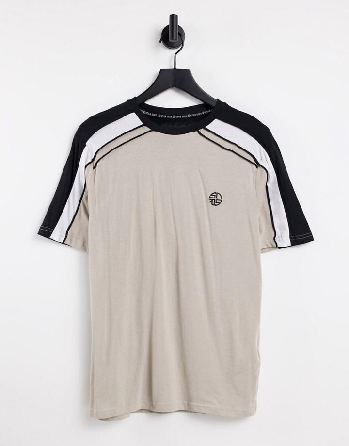 Soul Star Arm Panel T-shirt In Stone-neutral
