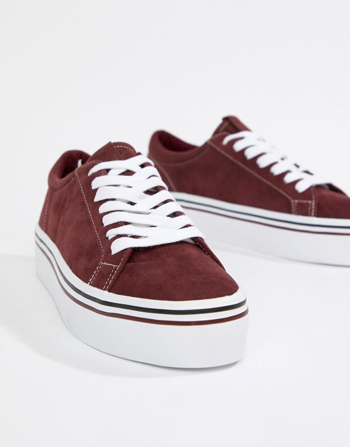 Pull & Bear Sneaker In Burgundy - Red