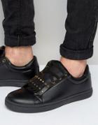 Asos Sneakers In Black With Removable Studded Fringe Detail - Black