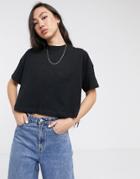 Weekday 100% Organic Cotton Boxy Crop T-shirt In Black