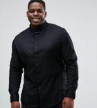 Asos Plus Slim Shirt With Collar Bar In Black - Black